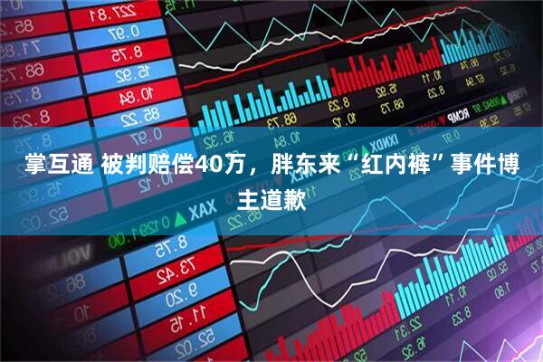 掌互通 被判赔偿40万，胖东来“红内裤”事件博主道歉