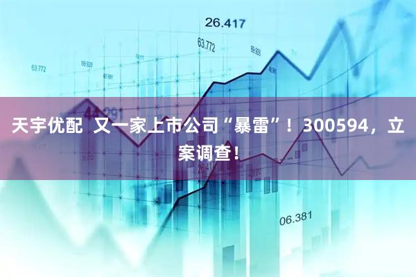 天宇优配  又一家上市公司“暴雷”！300594，立案调查！