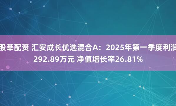 股莘配资 汇安成长优选混合A：2025年第一季度利润292.89万元 净值增长率26.81%